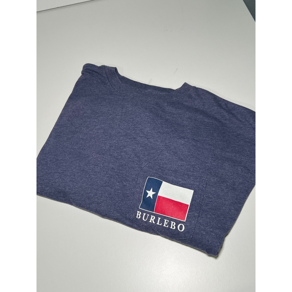 Burlebo Texas Flag Pocket T-Shirt Mens L Blue Map Graphic Tee Texas Funny Preppy